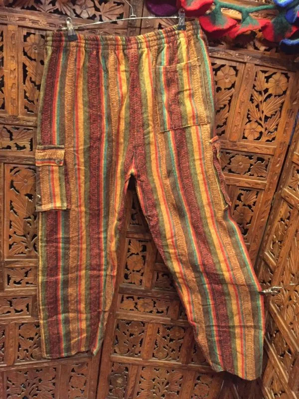 Vintage printed cotton linen pants casual pants