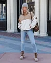 Discovering The World Sherpa Pocketed Half Zip Pullover Sweater - Ivory