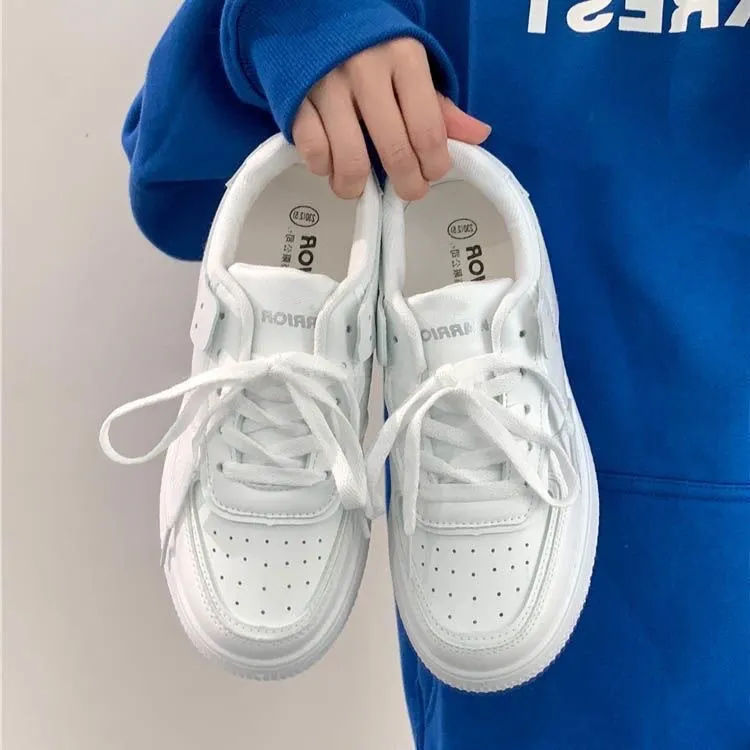 Breakj Breakj White Shoes 2025 Spring And Autumn New Thick-Soled Pure White Round Head Shoes Students Tied Casual Shoes