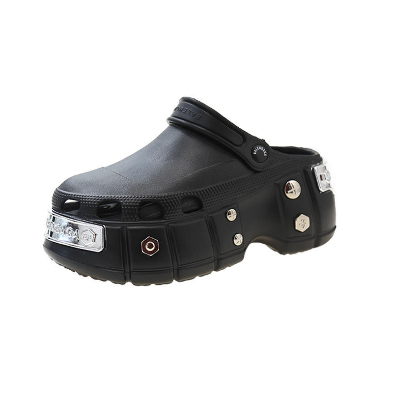 Punk Metal Studded Mules Slippers