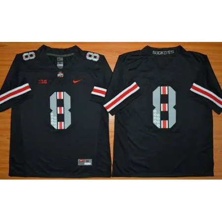 Buckeyes #8 Championship Black Commemorative Stitched NCAA Jersey