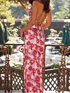 Condole Belt Floral Printed Backless Bandage Two Pieces Set