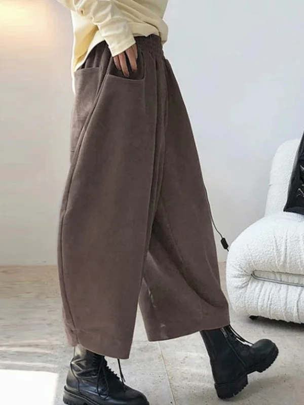 Harem Pants Wide Leg Elasticity Solid Color Split-Joint Pants Trousers