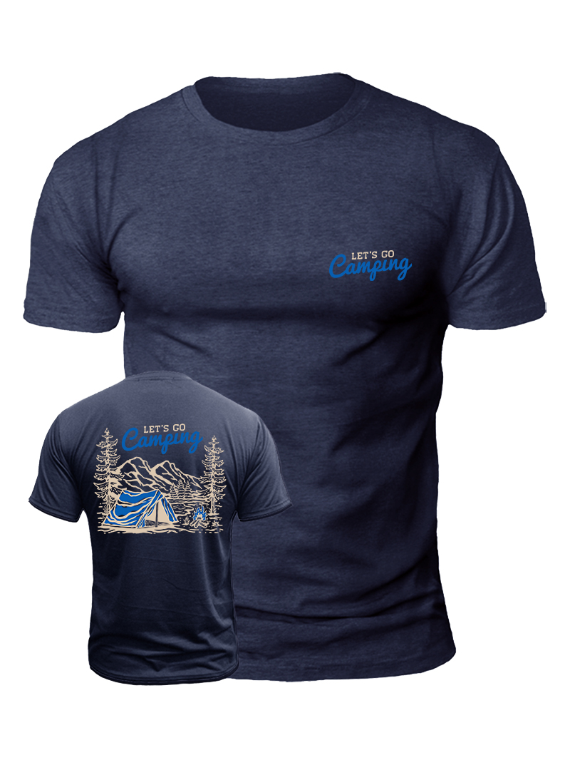 Men's Let's Go Camping Print Casual Short Sleeve T-shirt