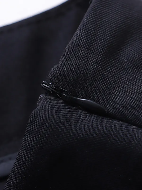 Buttoned Drawstring Pockets Solid Color Split-Joint A-line Skirts Bottoms