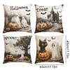 4 Set Happy Halloween Farmhouse Pillows Halloween Party Pillow Decorative Covers