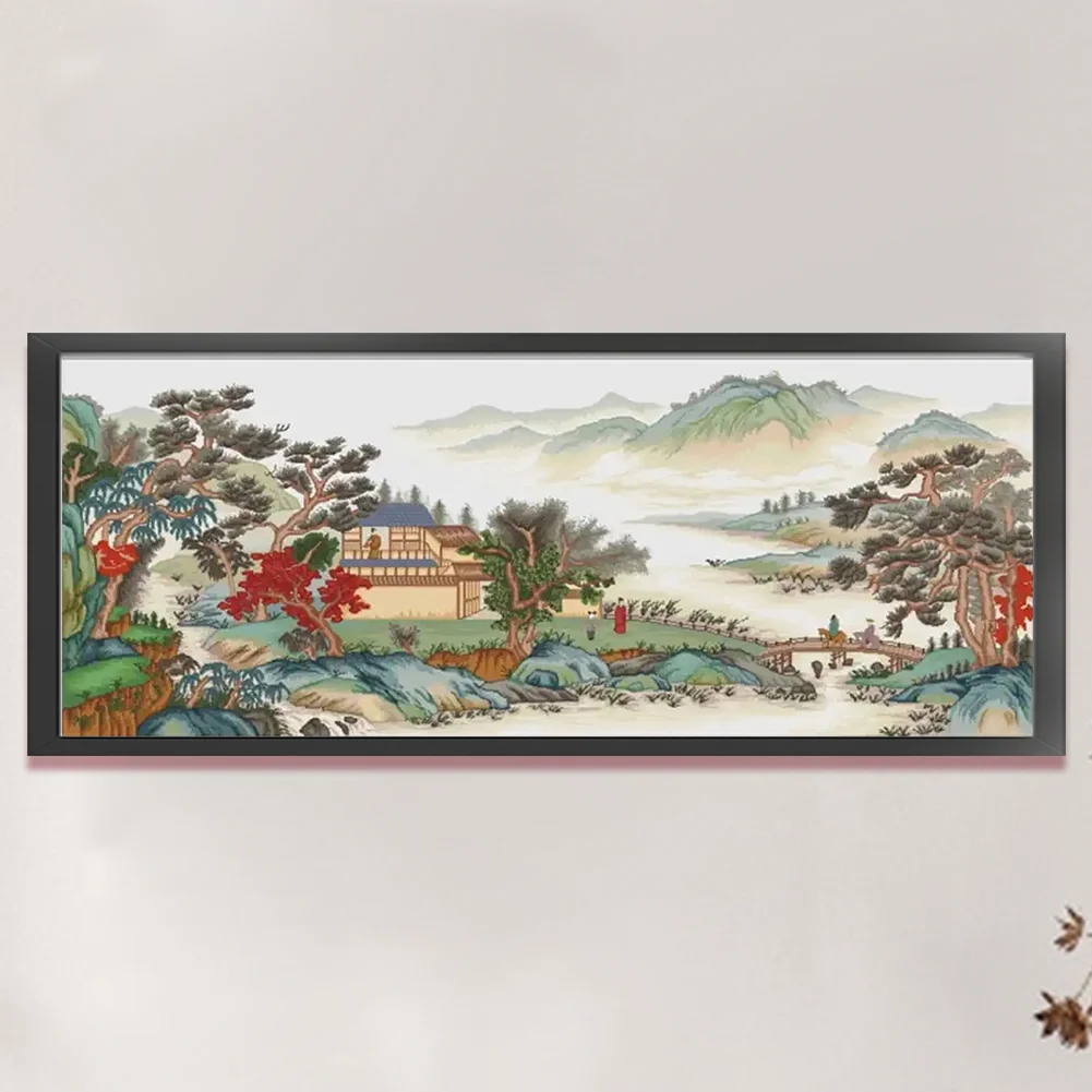 11CT Full Stamped Cross Stitch - Landscape(Canvas|195*83CM)