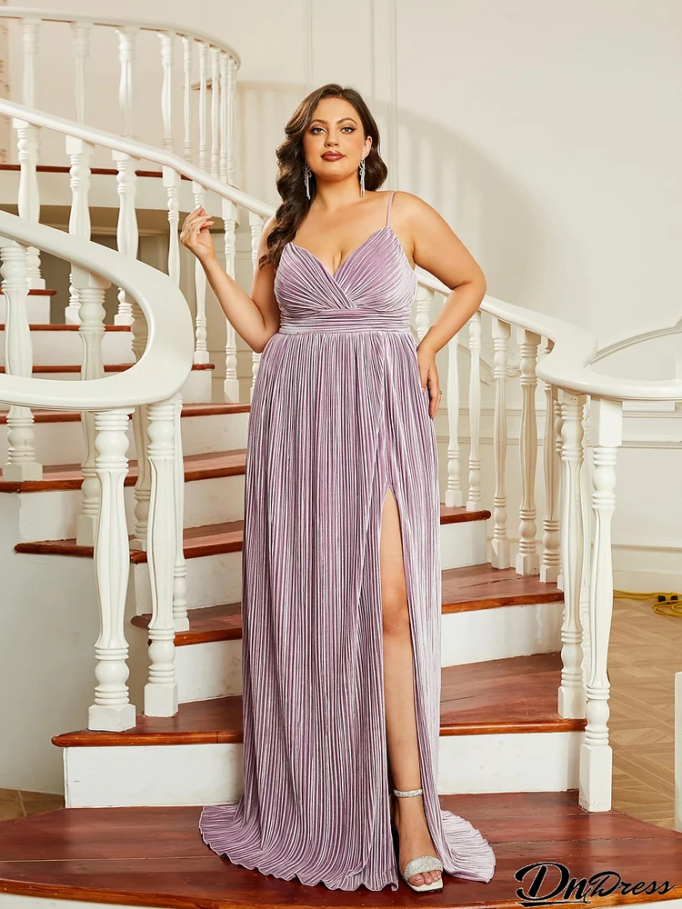 Plus Size Spaghetti V-Neck A-Line Backless Prom Dress PRJ10362