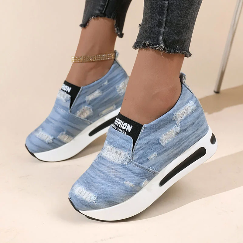 Breakj Platform Sneakers Wedges Shoes for Women's Designer Slip-on Casual Woman Tennis Shoes Sports Female Fashion Comfortable