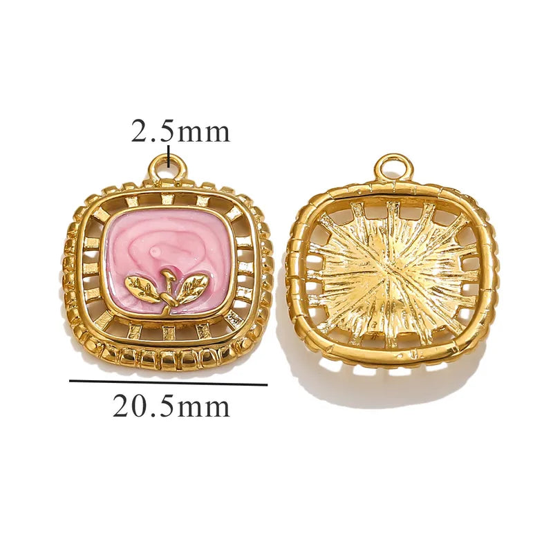 1 Piece 18 * 23mm 19mm 20.5mm 304 Stainless Steel Leaf Rose Flower Pendant Jewelry Accessories