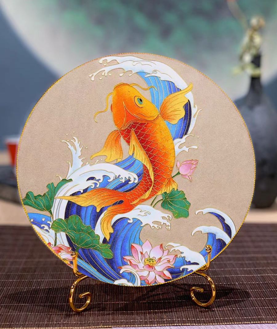 Lotus With Koi- DIY Cloisonne Enamel Painting Art Kits - Cloisonnekit