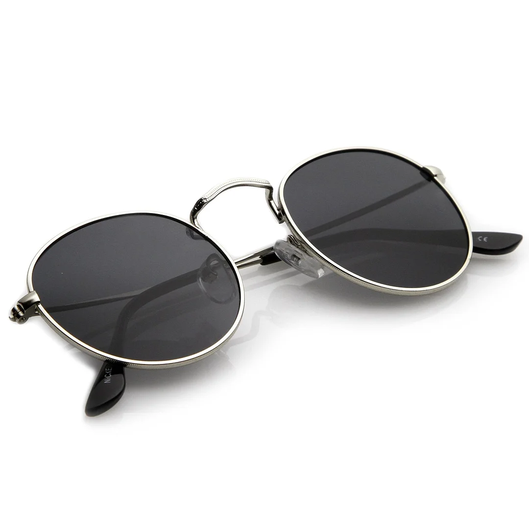 Classic Full Metal Frame Slim Temple Round glasses 45mm