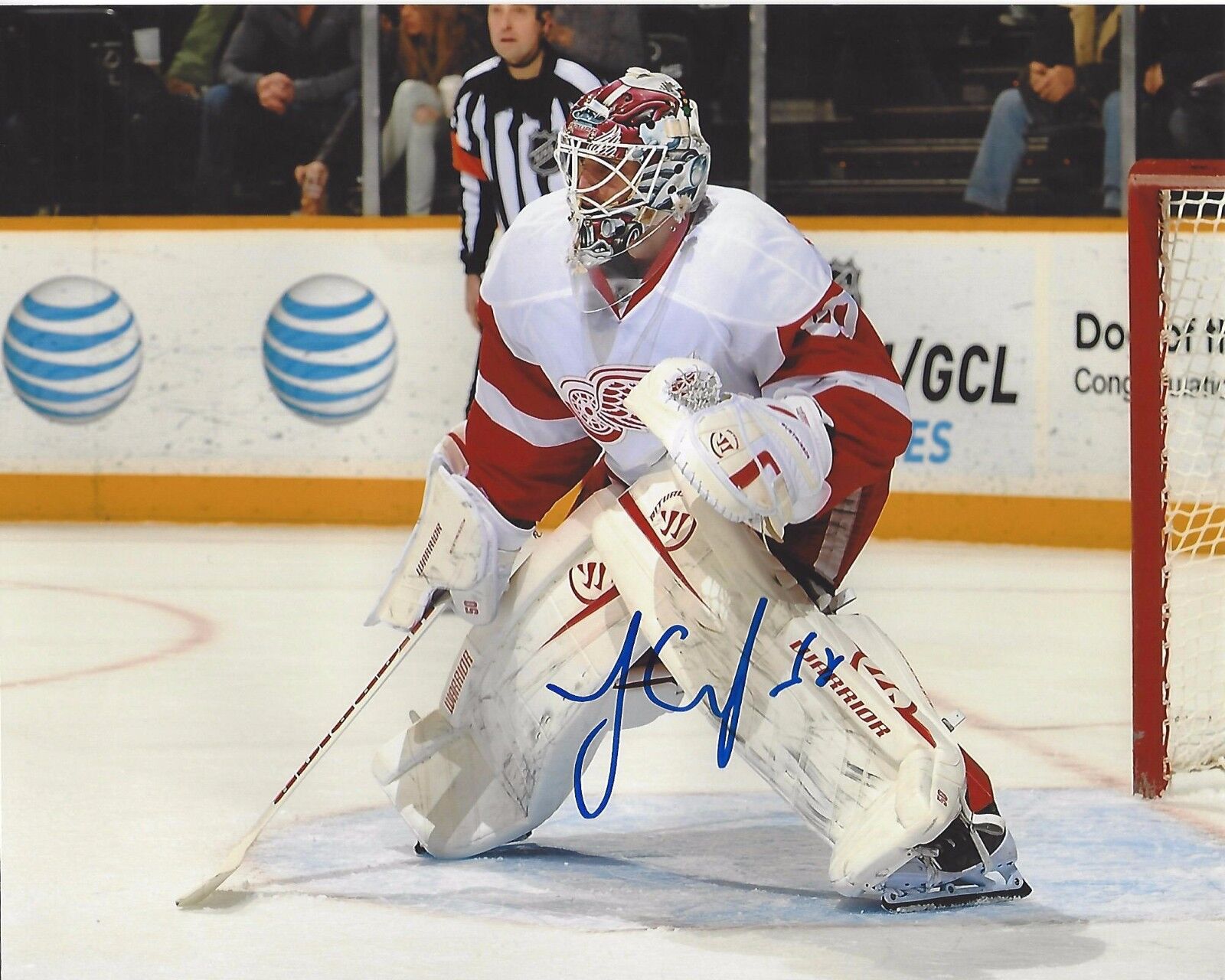 DETROIT RED WINGS JONAS GUSTAVSSON SIGNED 8X10 INCH Photo Poster painting W/COA