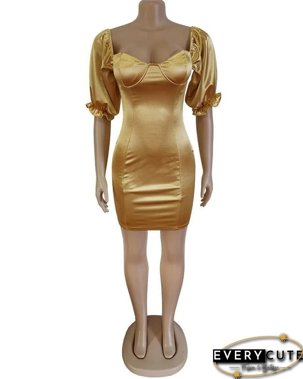 Solid Open Back Bodycon Dress