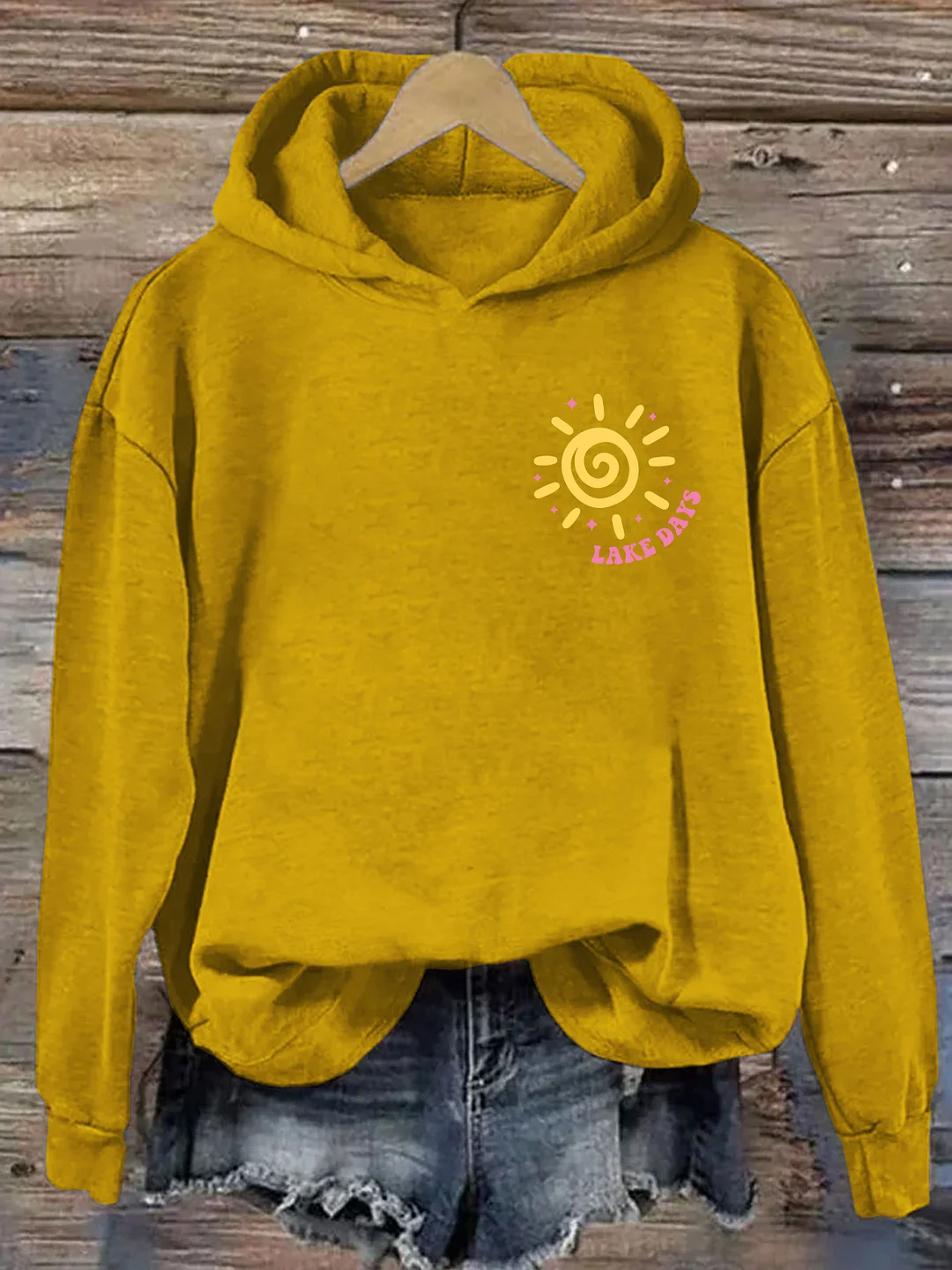 Boat Waves Sun Rays Lake Days Hoodie