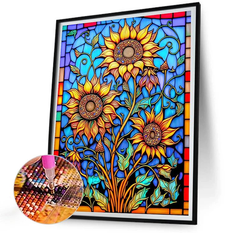 Diamond Painting - Full Round - Stained Glass Sunflower(45*45cm)