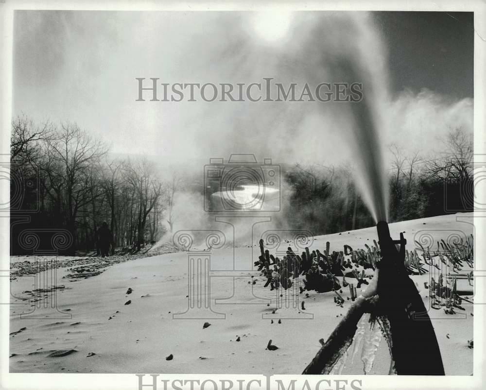 Press Photo Poster painting Snow Machine Blows Snow at Mount Tom Ski Area, Holyoke - srs04284