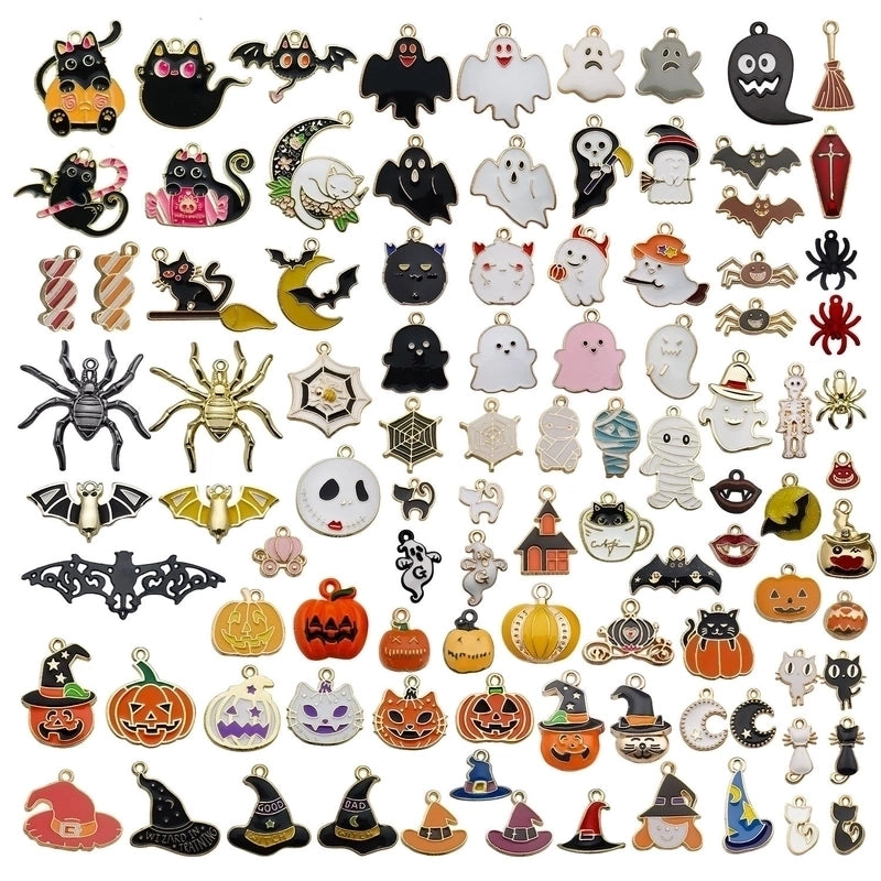 1 Piece 10 * 23mm 12 * 15mm 18 * 20mm Alloy Pumpkin Spider Ghost Pendant Jewelry Accessories2