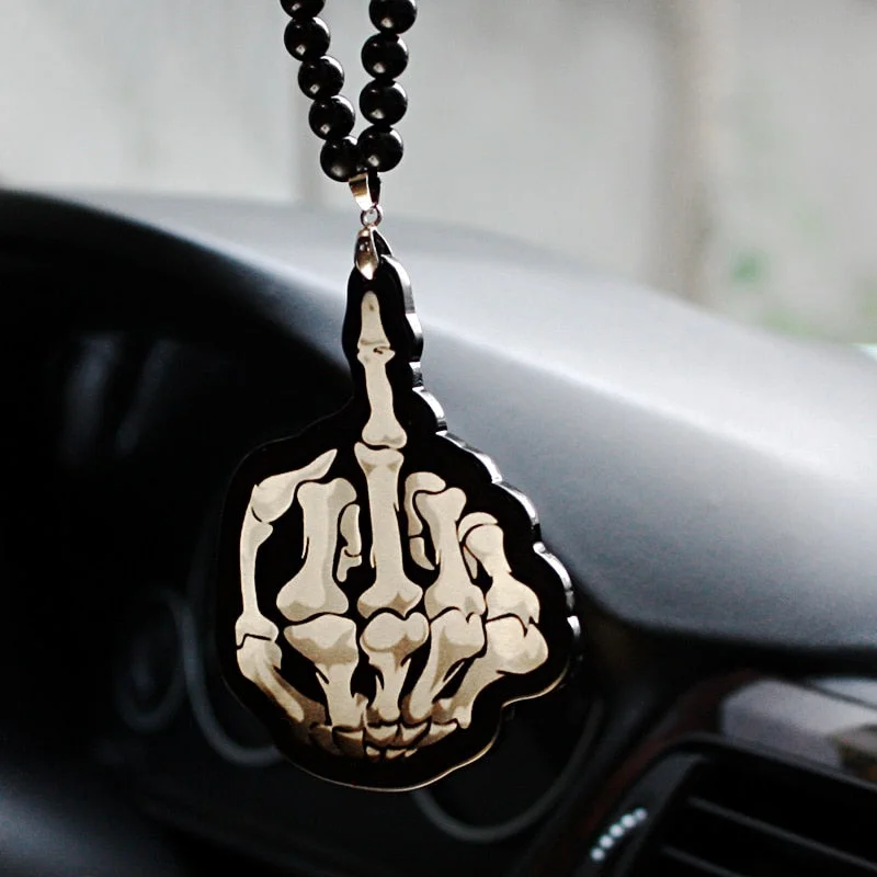 Christmas Gift Car Pendant Acrylic Skeleton Hand Bones JDM Rear View Mirror Charms Ornaments Mirror Trim Hanging Suspension Gift Accessories
