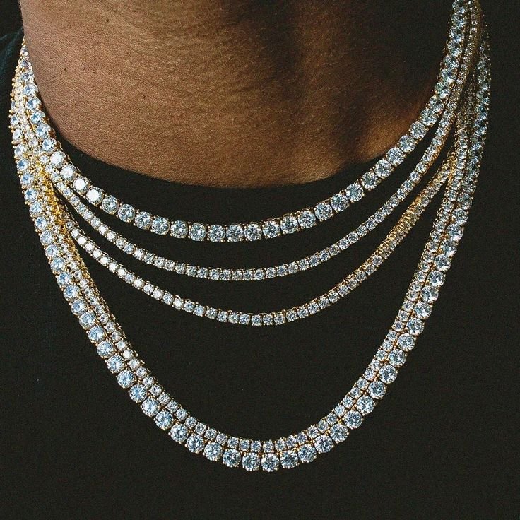 3MM 4MM 5MM 18K Gold Plated Cubic Zirconia Tennis Chain Necklace Iced Out Jewelry