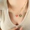 Black & Red 2 Sides Heart Pendant Necklace