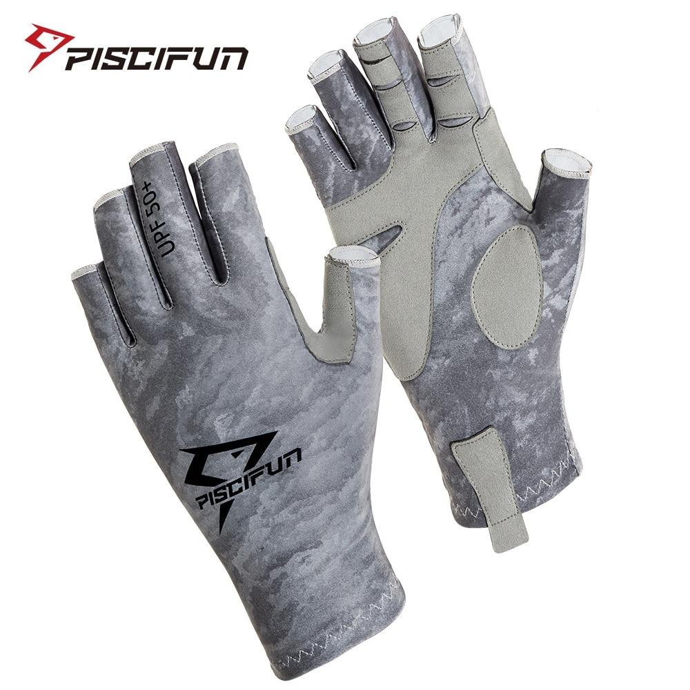 Piscifun UPF50+ Sports Fishing Gloves Breathable Summer Anti-skid Fingerless Gloves for Outdoor Hiking, Biking, Kayaking Tackle