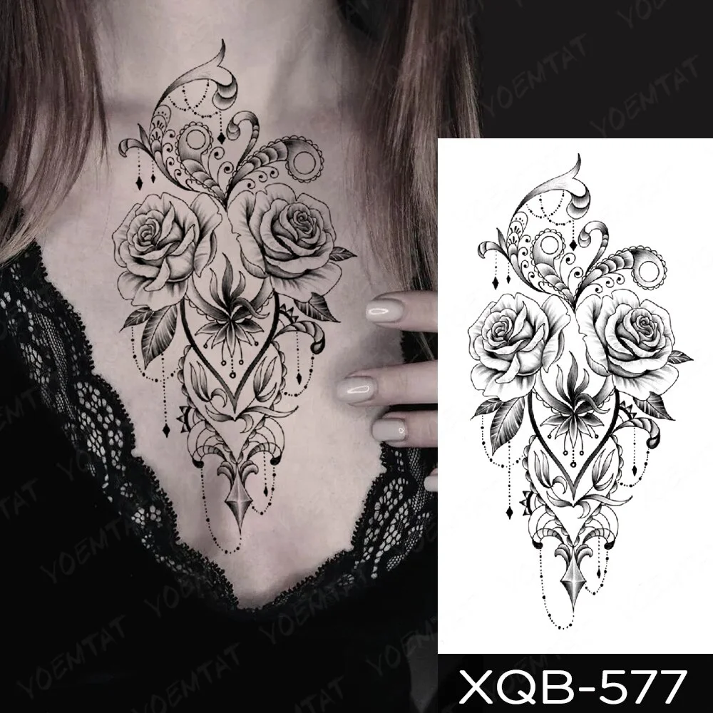 Sdrawing Temporary Tattoo Sticker Henna Mehndi Totem Flash Tatto Lotus Flower Hand Fingers Body Art Arm Fake Tatoo Men Women