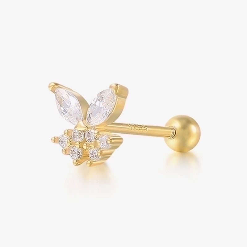 1 Piece 925 Sterling Silver Zircon Solid Color Ear Studs