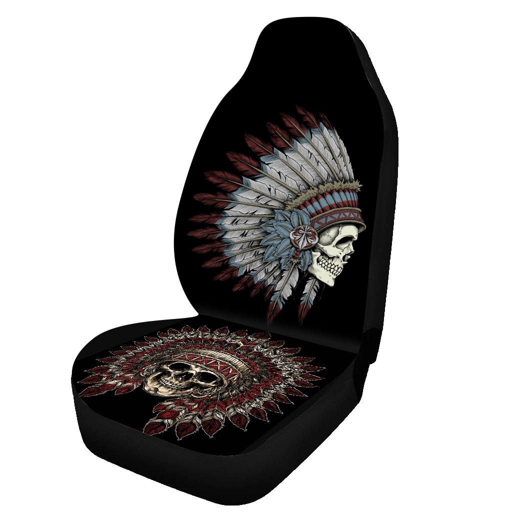 The Tribal Look Skull Front Car Seat Covers. 5-Seater Set Protector Car Mat Covers, Fit Most Vehicle, Cars, Sedan, Truck, SUV, Van