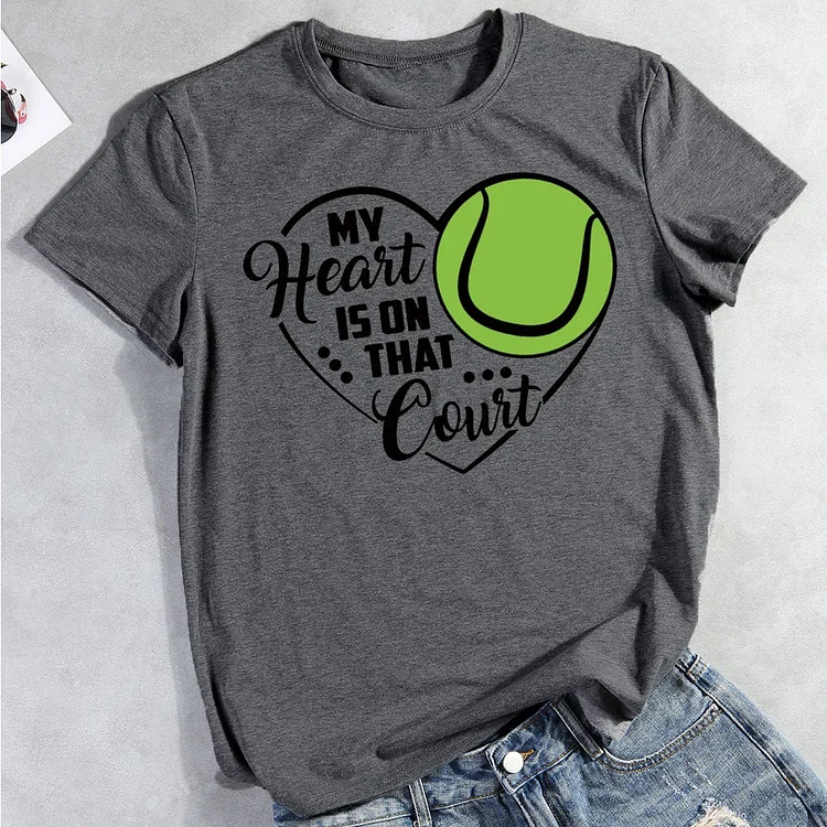 AL™ My heart is on that court Tennis T-shirt Tee-013560-Annaletters
