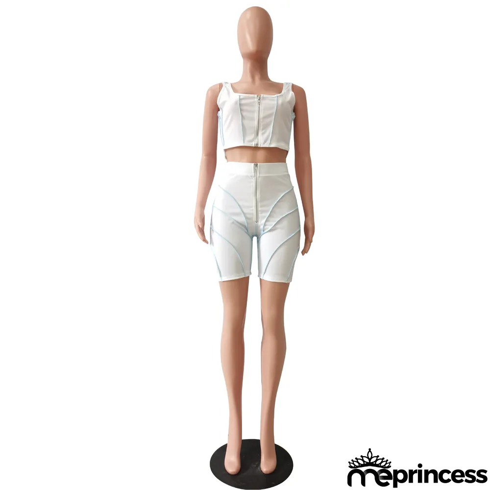 Fashion Splicing Sling Sports And Leisure Two-Piece Suit