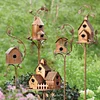 Whimsical Birdhouse Garden Stakes Decor