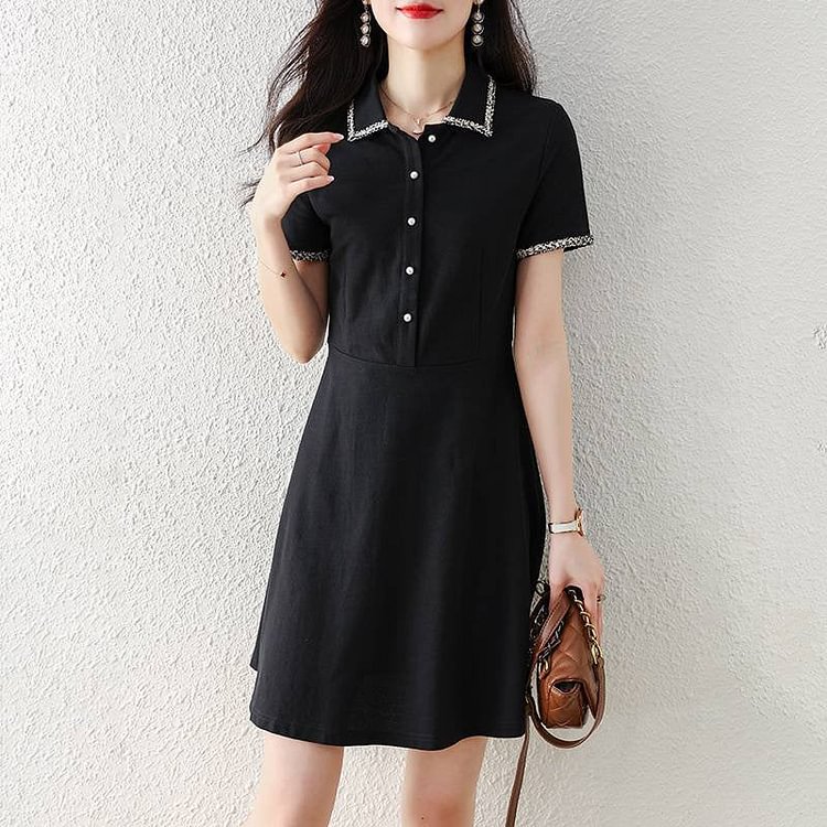 Plain Short Sleeve A-Line Dresses QueenFunky