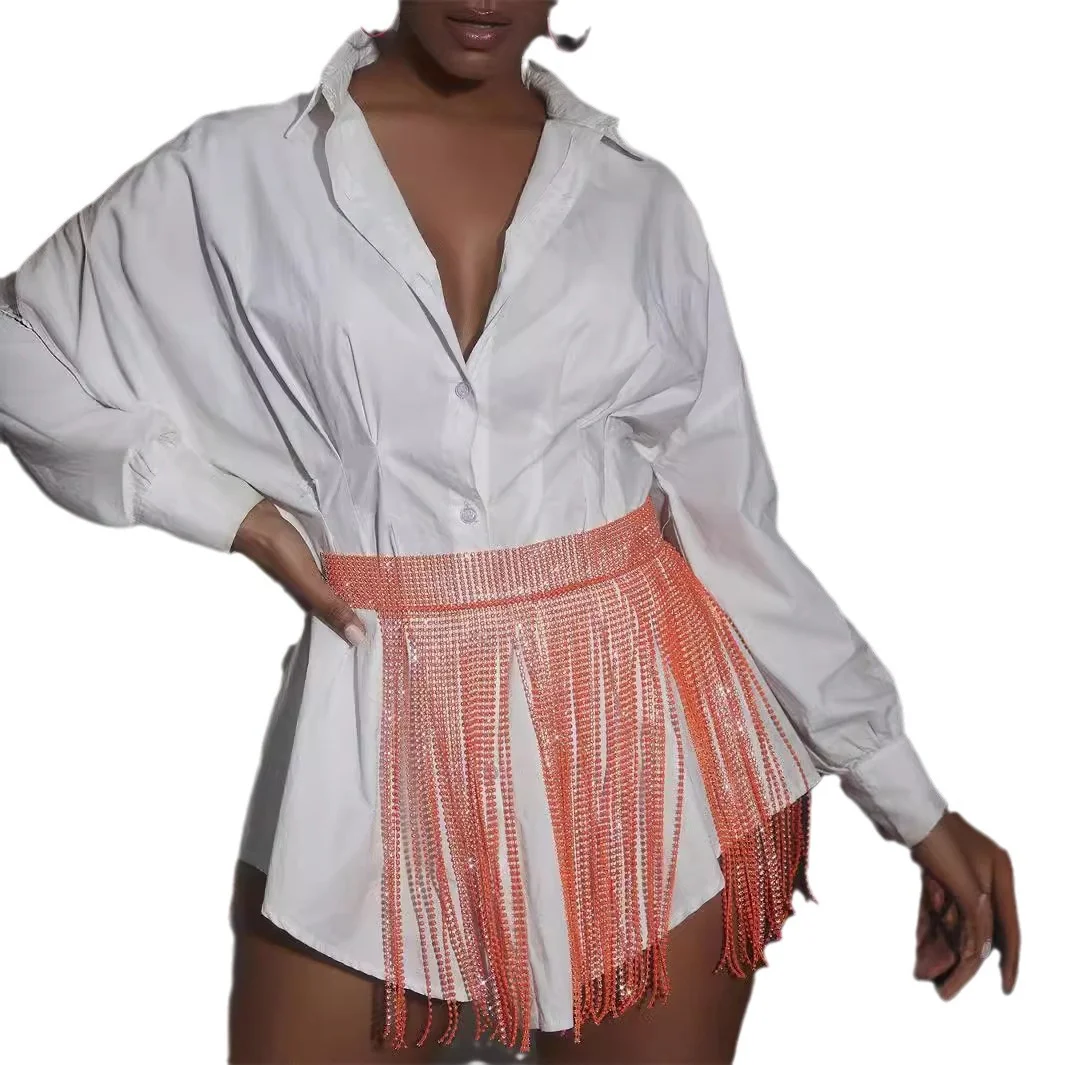 Uveng Uveng Net Skirt 2023 Sexy Flash Drill Strap Splicing So-Sui Grid Women's Skirt D1166