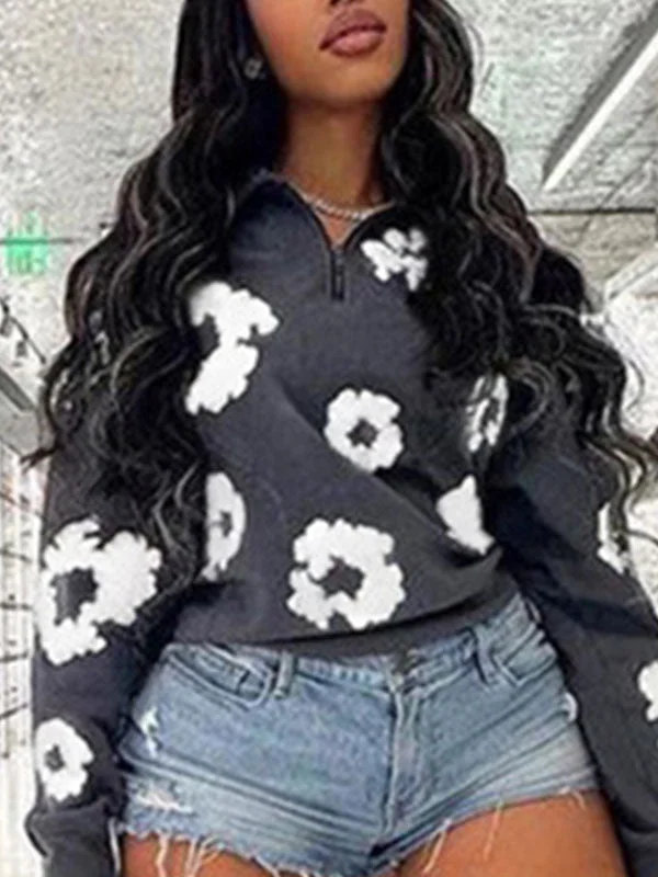 Printed Zip-Front Sweatshirt