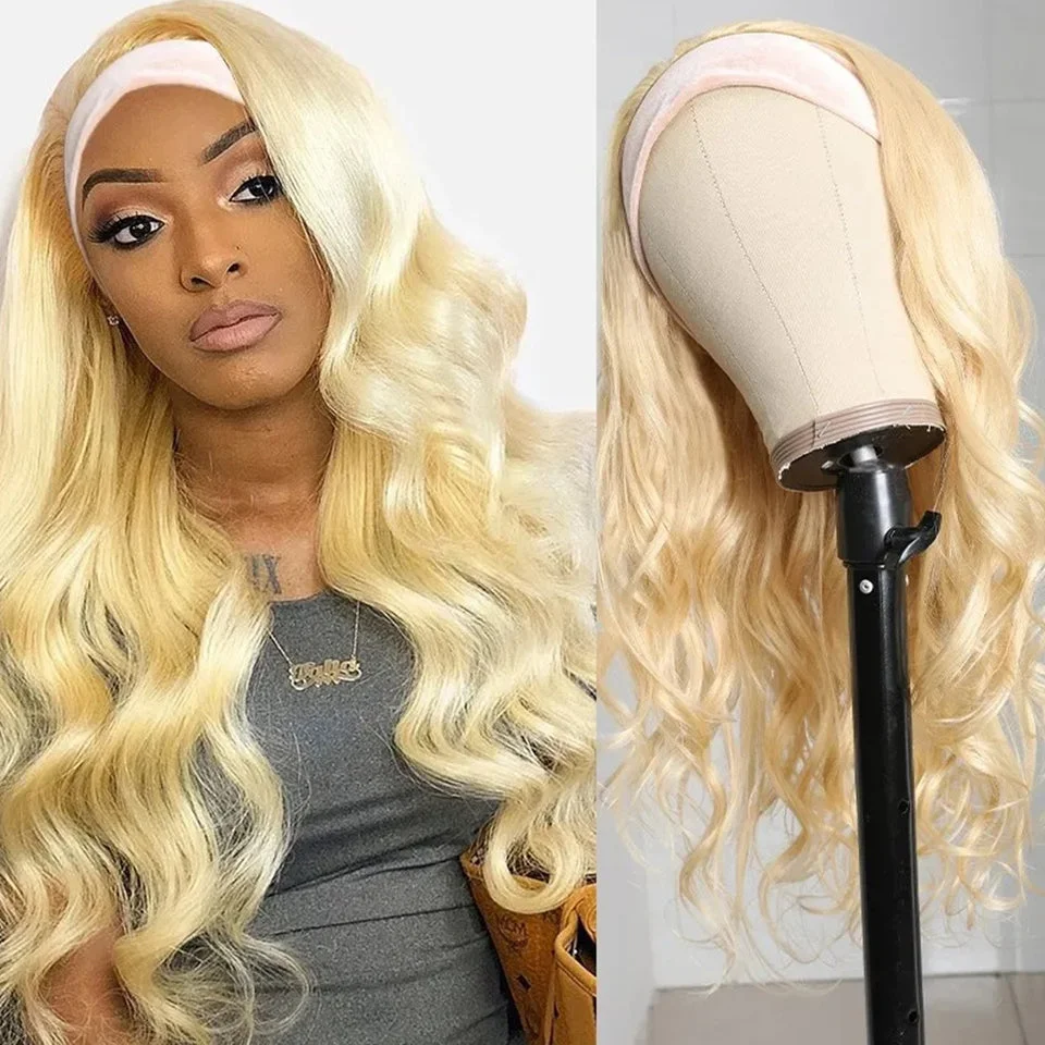 #613 Blonde Natural Body Wave Affordable Headband Wig