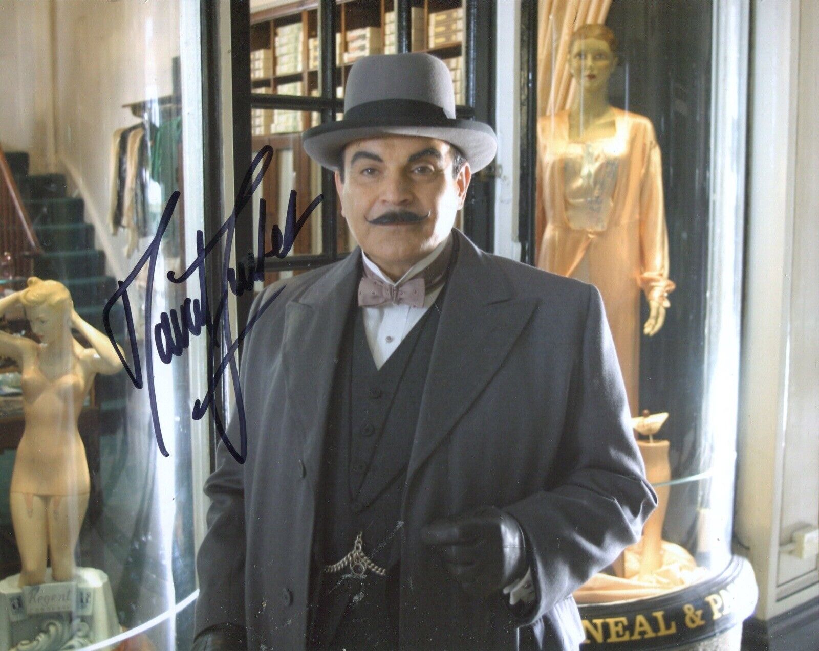 POIROT 8x10 scene Photo Poster painting signed by actor David Suchet - UACC DEALER