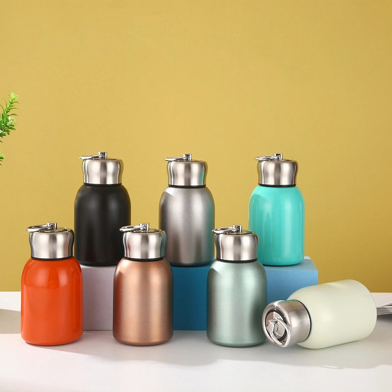 Creative 304 Stainless Steel Small Fat Ding Thermos Cup High Color Value Mini Simple Small Belly Cup With Lifting Ring Cup Customization