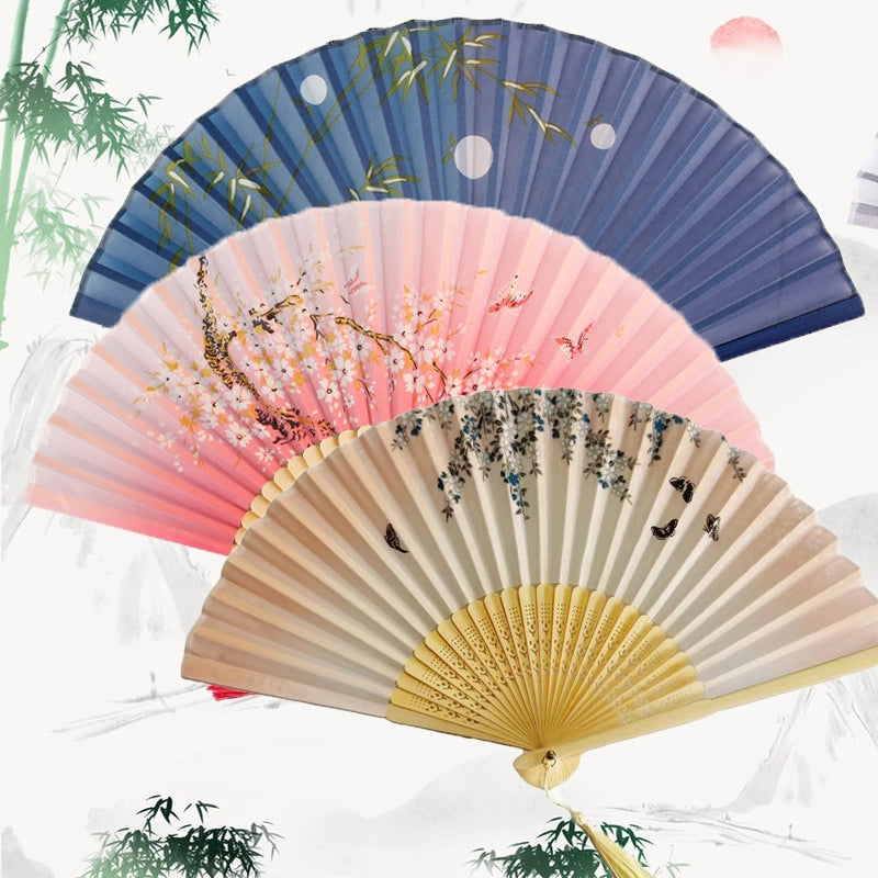 Antique Fan Folding Fan Men’s And Women’s Classical Dancing Fan Ancient Costume Performance Photography Hanfu Props Chinese Style Handmade Folding Fan