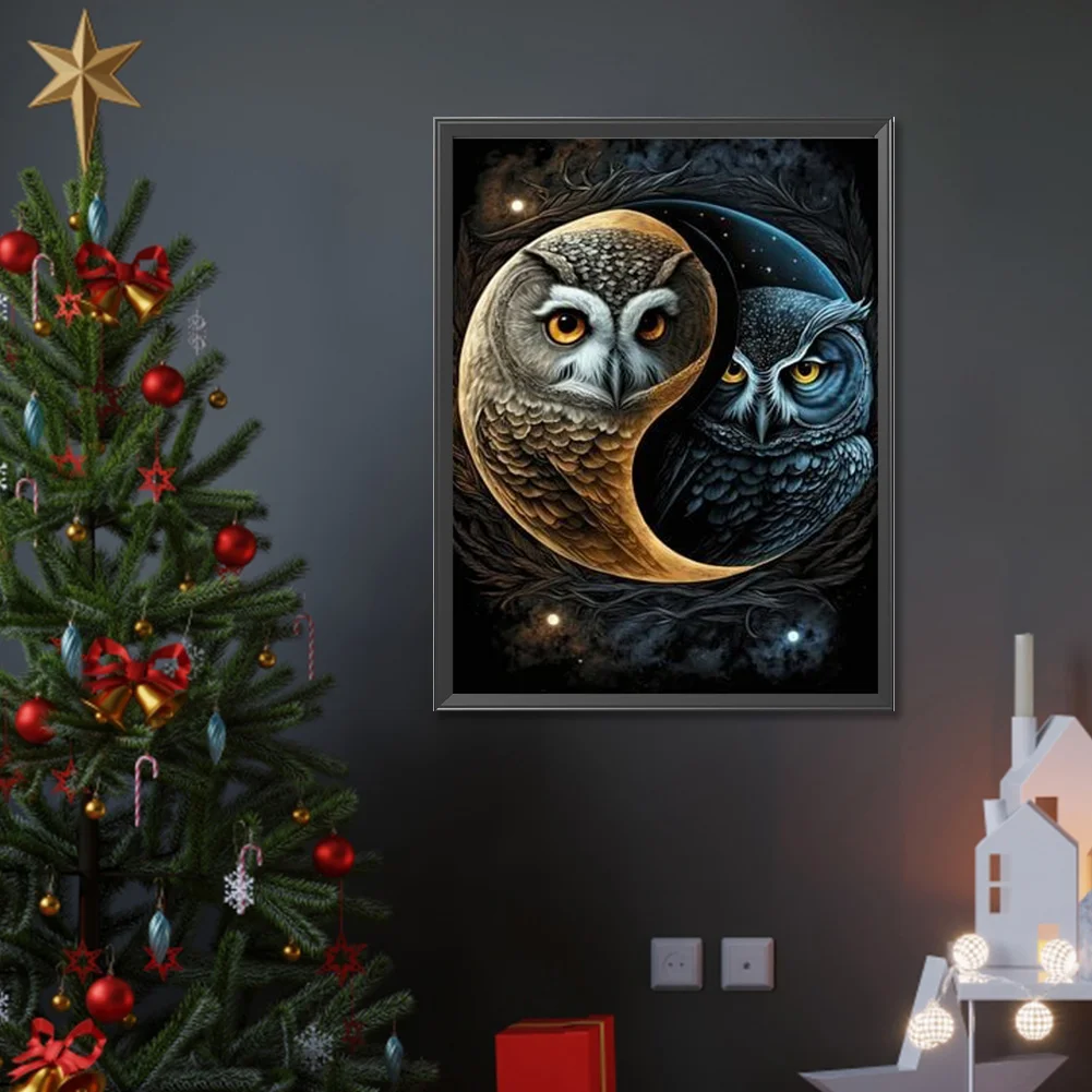 Full Round Diamond Painting 30*40cm - Yin Yang Eagle