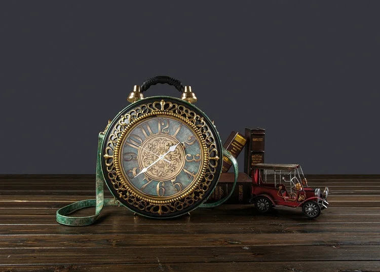 High Quality Pu Leather Handbags Fashion Real Clock Shoulder Bag Casual Crossbody Bags for Women Vintage Female Messenger Bags