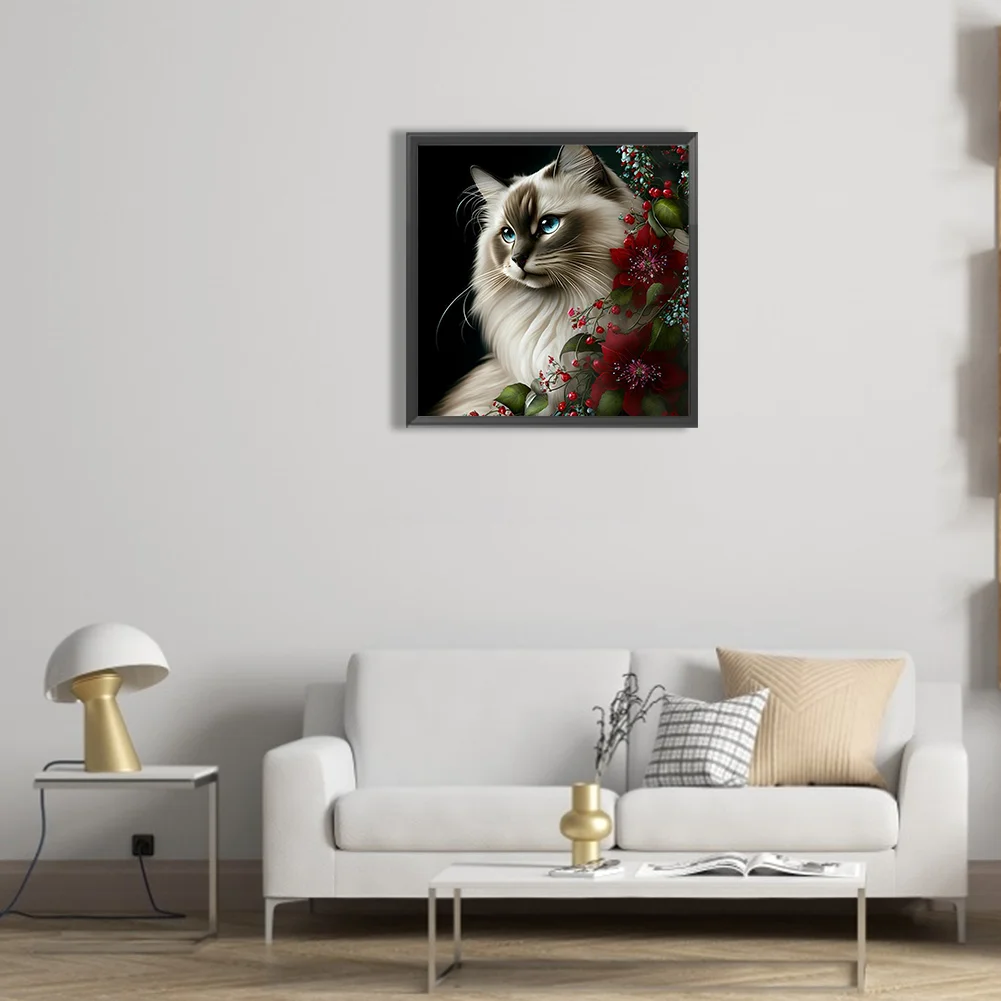Diamond Painting - Full Round Drill - Flower Cat(Canvas|30*30cm)