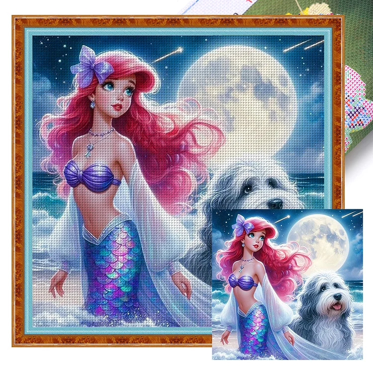 Disney-Princess Ariel (35*35cm) 18CT Stamped Cross Stitch gbfke