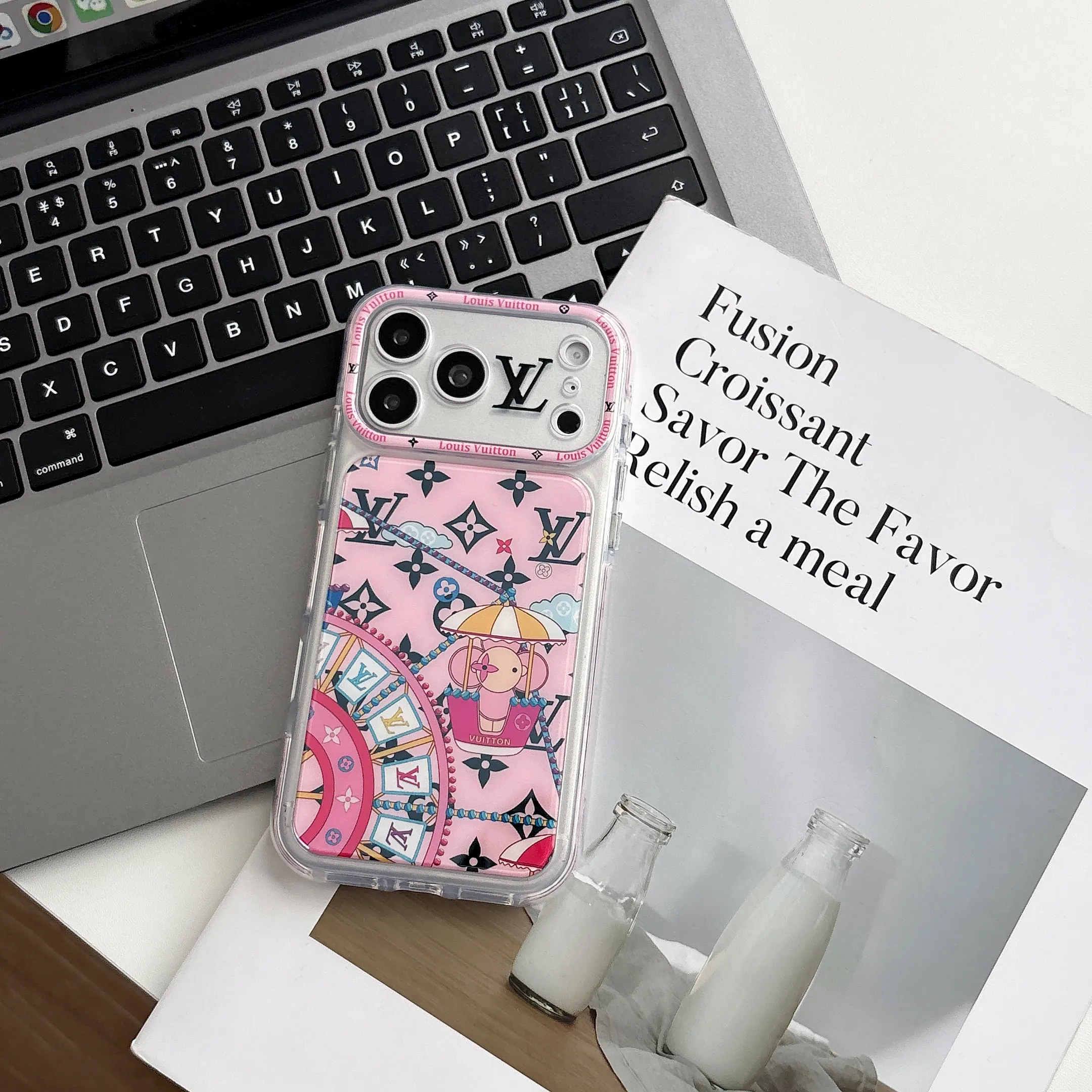 LV Pink Whimsical Balloon Clear Bumper Case for iPhone 17/16/15 Series