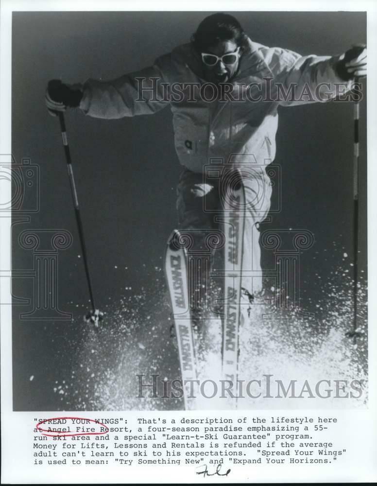 Press Photo Poster painting Skier at Anger Fire Resort, a four-season paradise - sax30514