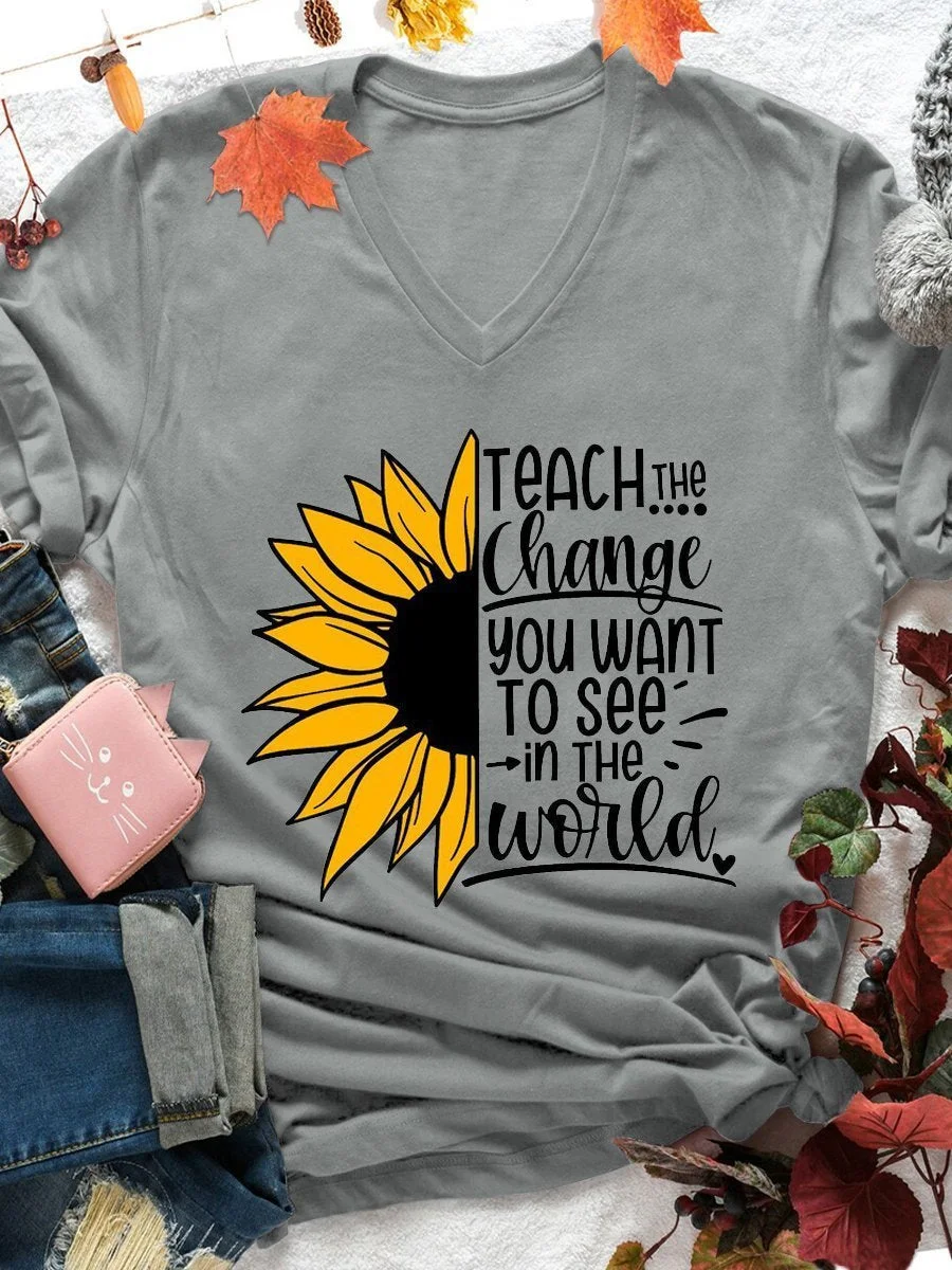 Teach The Change You Want To See Print Short Sleeve T-shirt