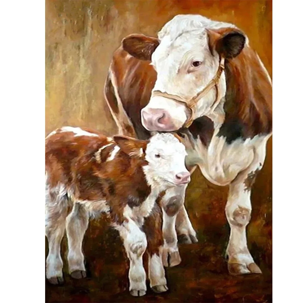 Full Round Diamond Painting - Cow Calf(30*40cm)