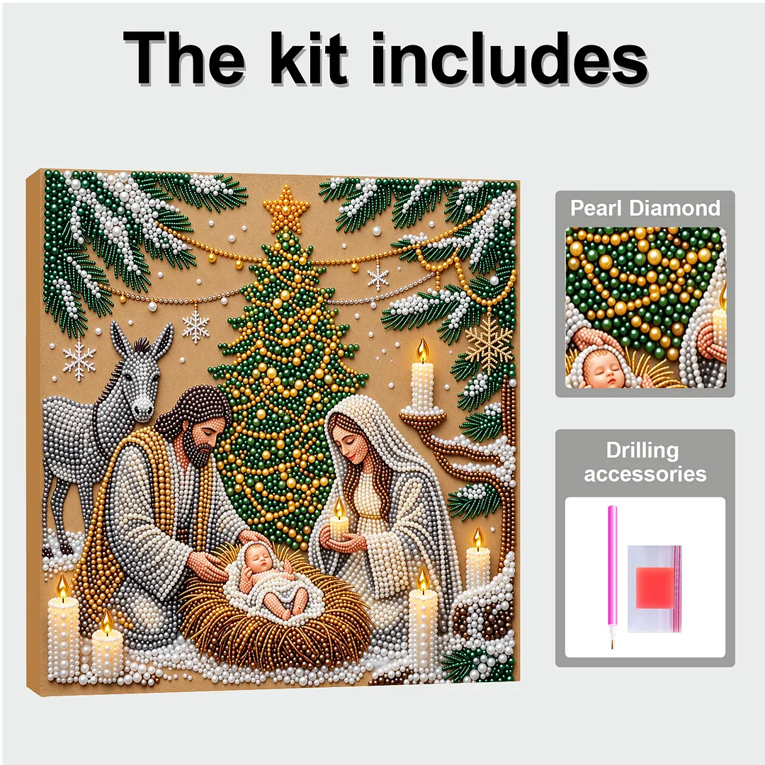 Framed Pearl Painting Kit Holy Family Christmas 7.87x7.87in