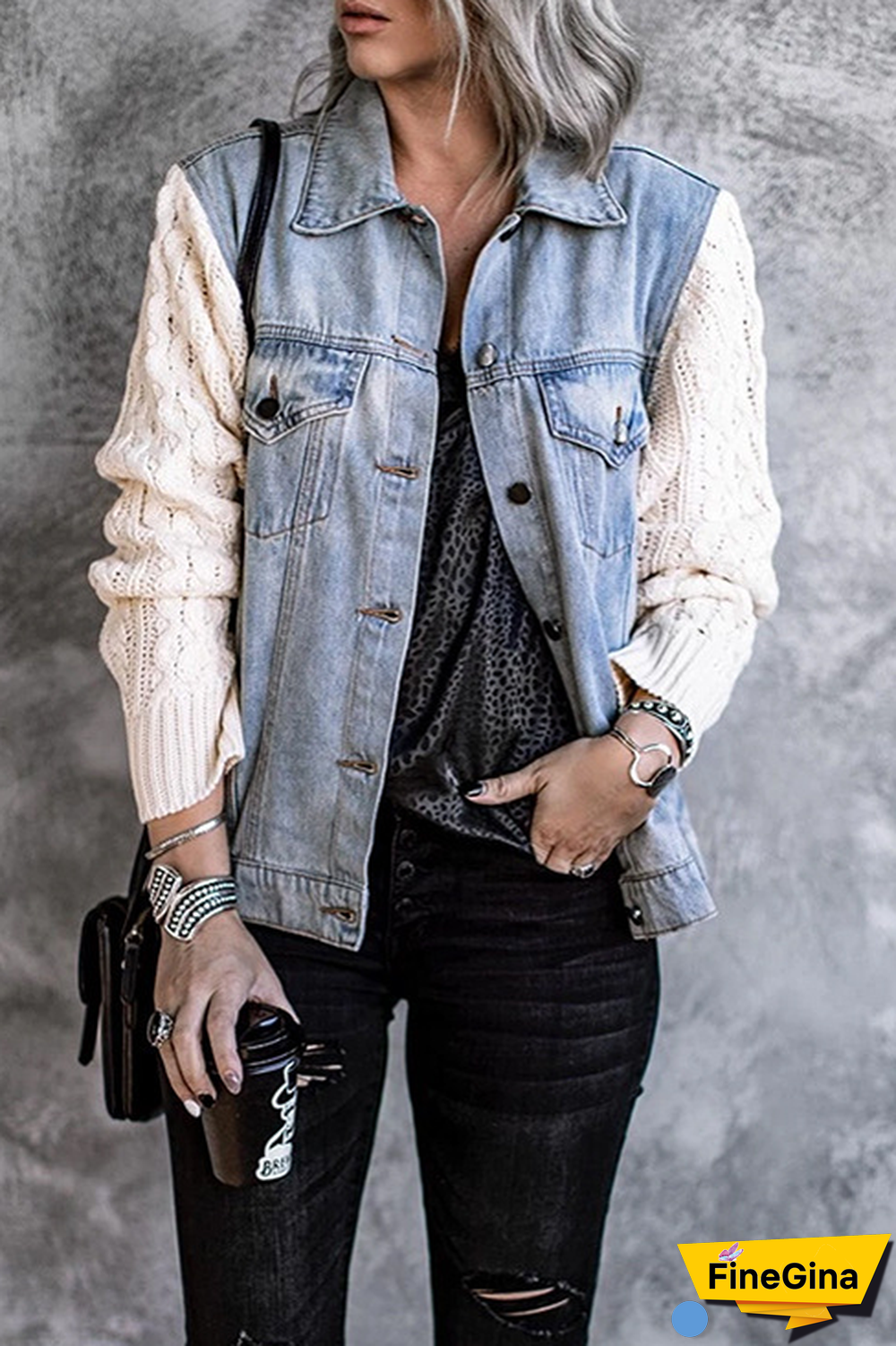 Denim Knitted Patchwork Jacket