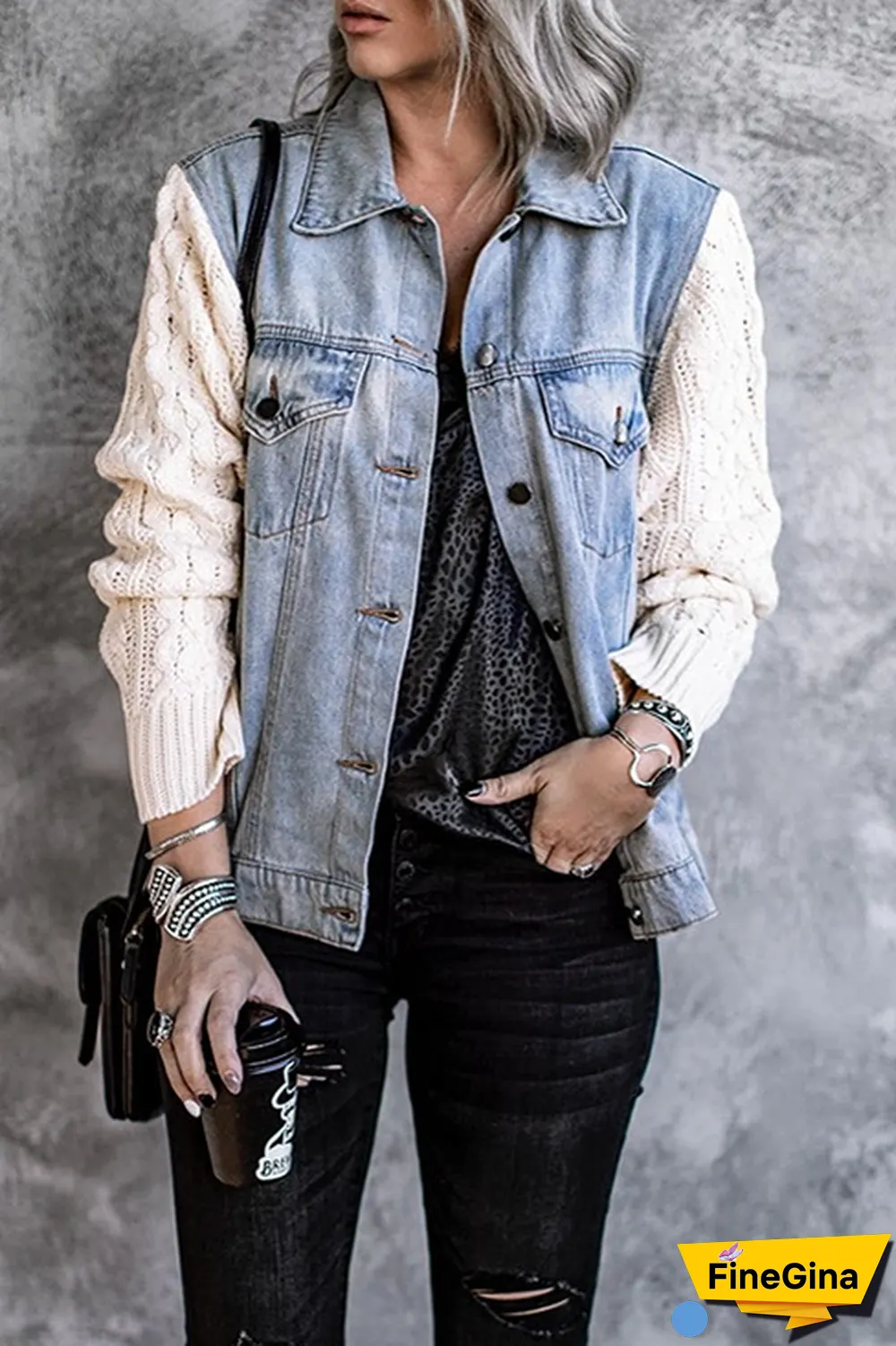 Denim Knitted Patchwork Jacket